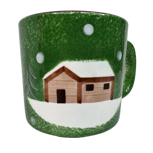 Vintage The Cellar Log Cabin Ceramic Mug 2003‎ D Handle Hand Painted Christmas - Picture 5 of 8